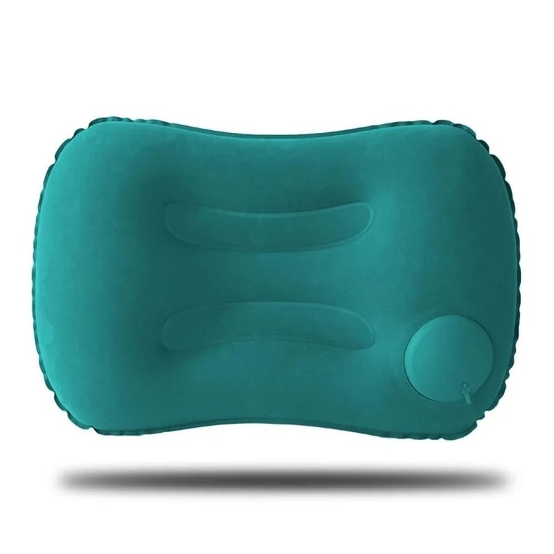 Portable Inflatable Camping Pillow Ultra Soft Flocking Travel Pillow For Neck Lumbar Support 0