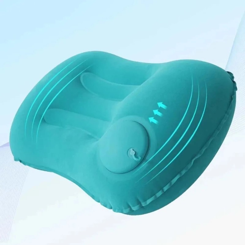 Portable Inflatable Camping Pillow Ultra Soft Flocking Travel Pillow For Neck Lumbar Support 5