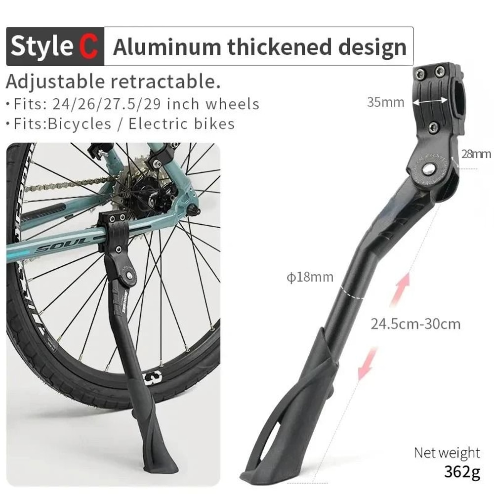 Adjustable Bicycle Kickstand HighStrength Aluminum Alloy Side Stand Parking Rack 6