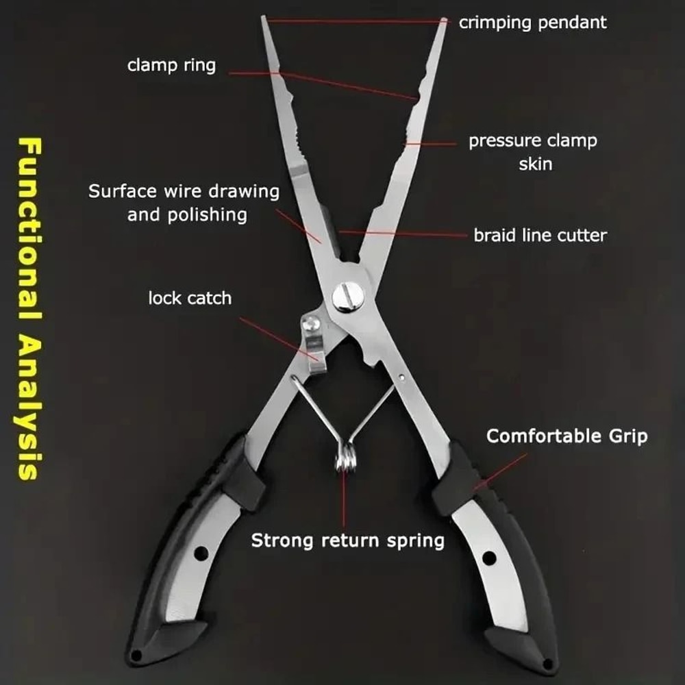 Stainless Steel Fishing Pliers Durable Line Cutter Hook Remover AntiSlip Grip 1