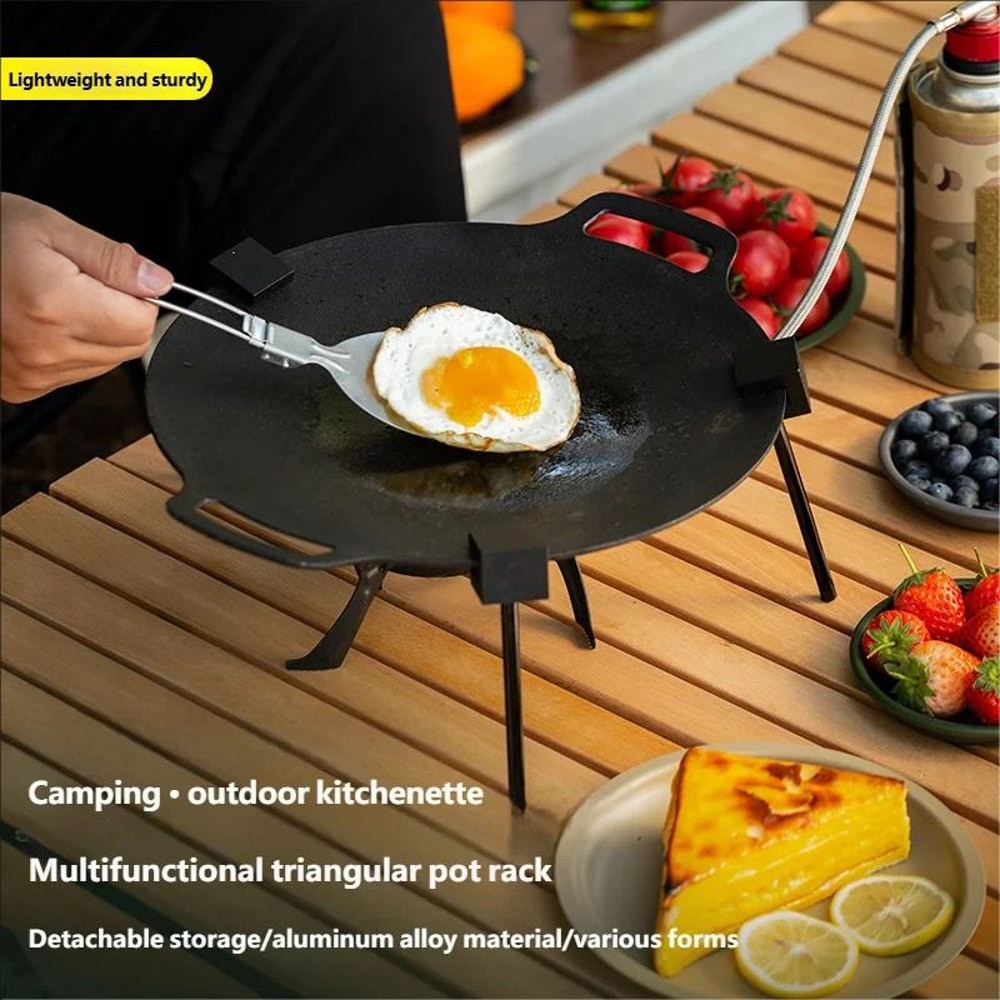 Outdoor BBQ Triangular Bracket Multifunctional Detachable Camping Grill Pot Rack 0