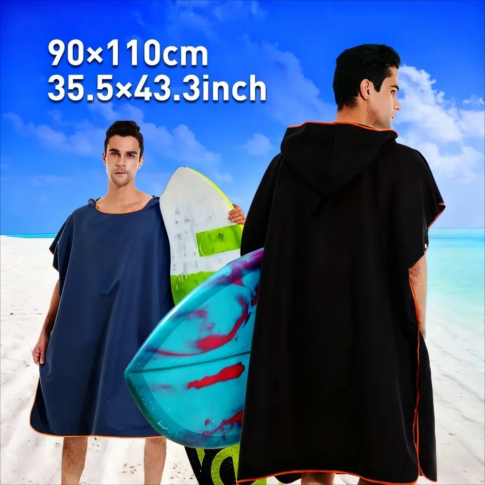 QuickDry Hooded Changing Robe Super Absorbent Microfiber Bathrobe For Beach Swimming Fitness 0