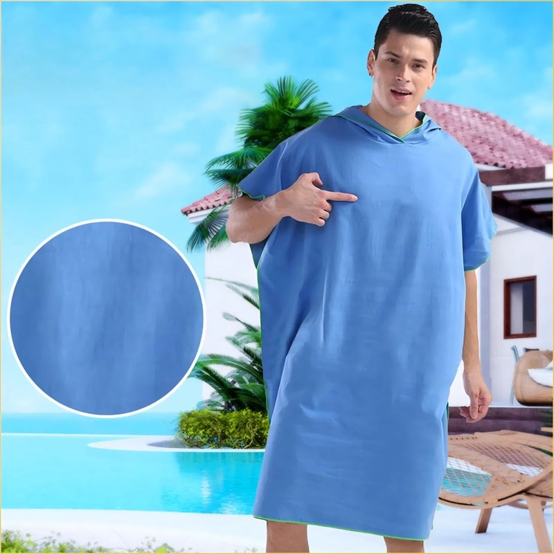 QuickDry Hooded Changing Robe Super Absorbent Microfiber Bathrobe For Beach Swimming Fitness 2