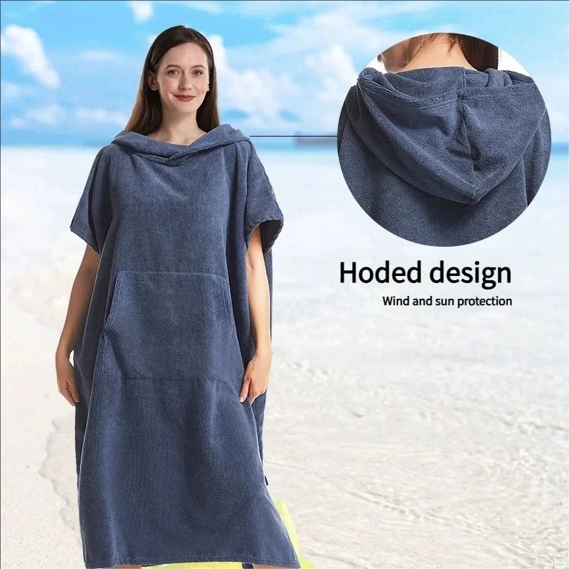 Unisex Oversized QuickDry Poncho Hoodie Premium Beach Changing Robe Surf Towel 2