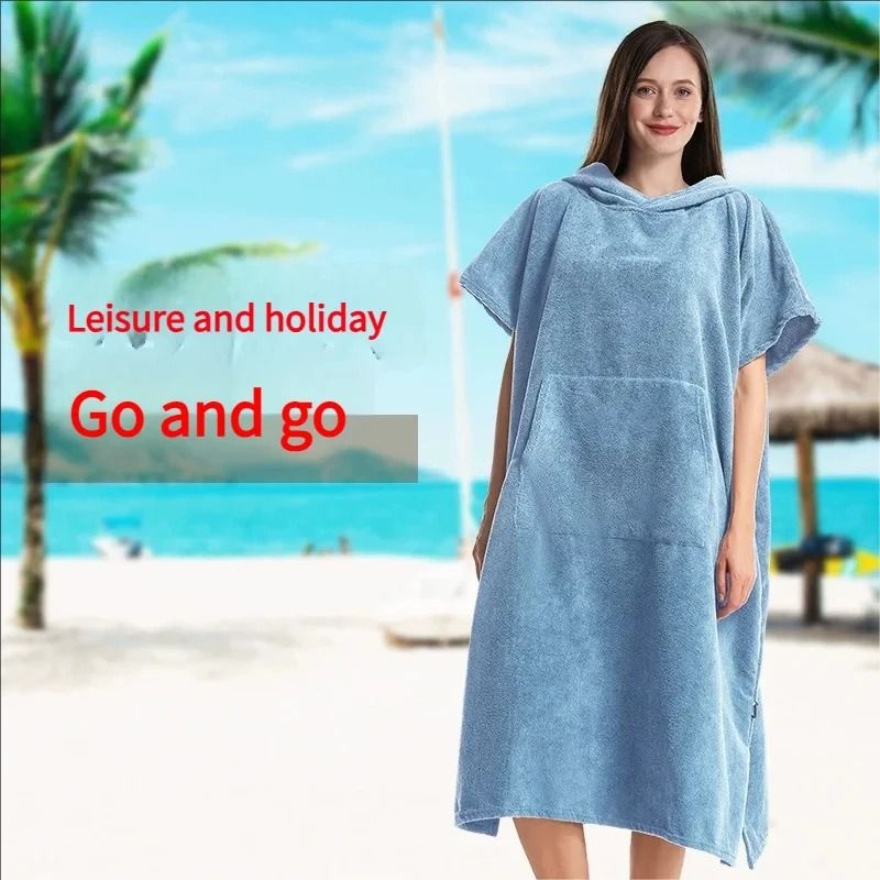 Unisex Oversized QuickDry Poncho Hoodie Premium Beach Changing Robe Surf Towel 4