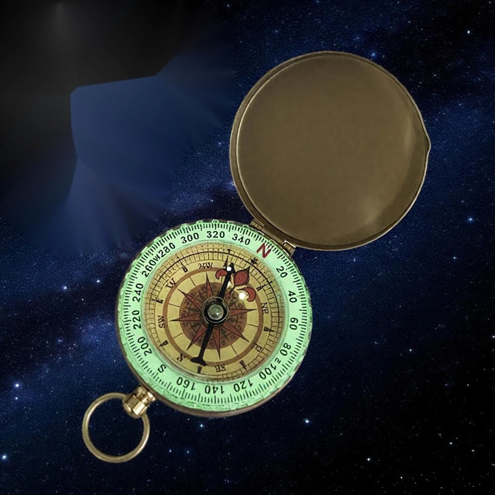 Portable Pocket Brass Compass Luminous Navigation Tool For Outdoor Camping Hiking 0
