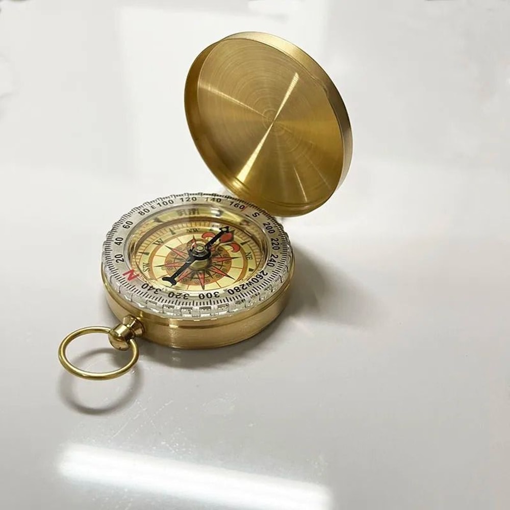 Portable Pocket Brass Compass Luminous Navigation Tool For Outdoor Camping Hiking 4