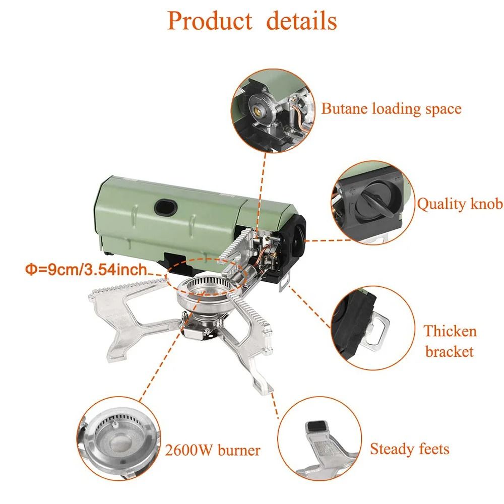 Portable 2600W Folding Gas Stove Compact Outdoor Cooking Burner For Camping Hiking 2