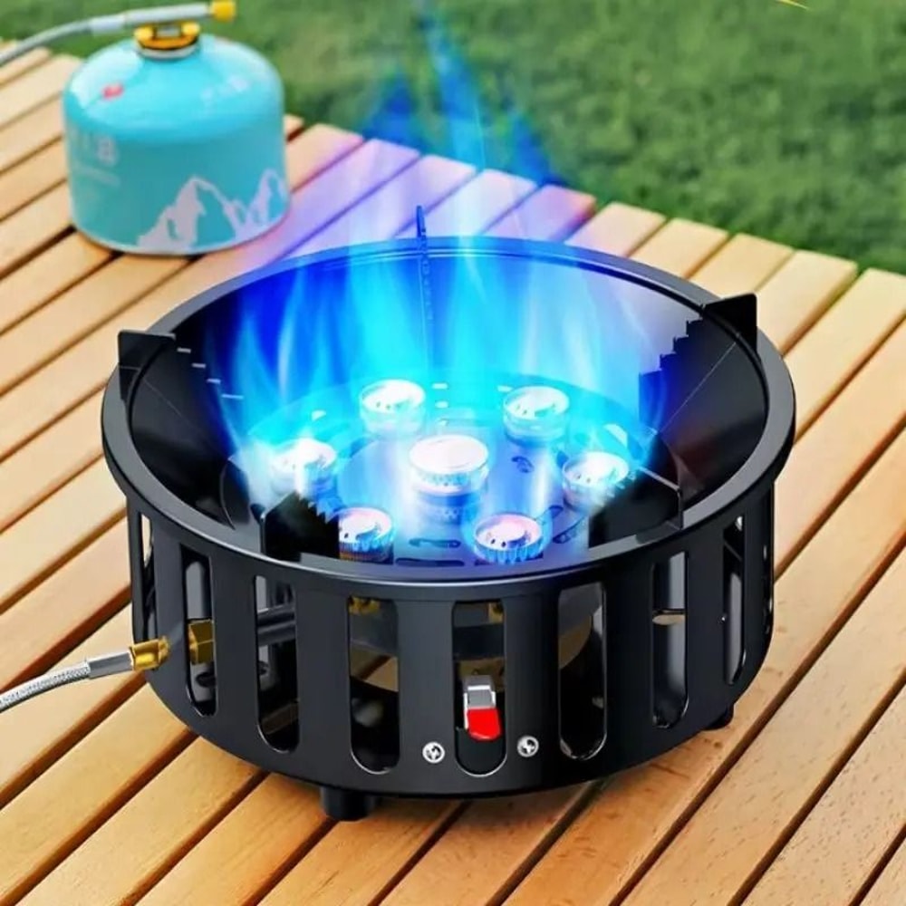 7Core HighPower Camping Stove 19800W Portable Windproof Gas Burner With Electronic Ignition 2