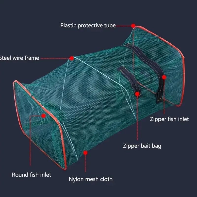 Collapsible Cast Net Fish Cage Portable Mesh Trap For Crab Shrimp And Crayfish 0