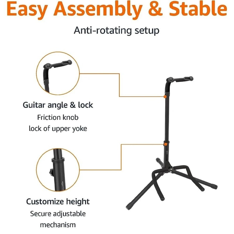 Portable Universal Guitar Stand Collapsible Tripod With Safety Lock For Travel 5