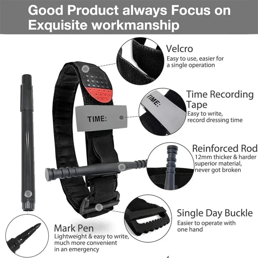 2PCS Tactical Medical Tourniquet Professional Red Tip Emergency Belt For Outdoor Exploration Comb 5