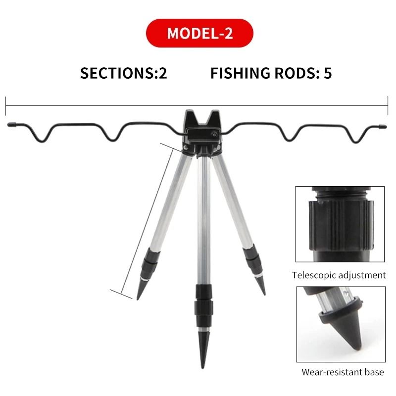 Telescopic Fishing Rod Tripod Stand CorrosionResistant Aluminum Sea Pole Support Frame 2