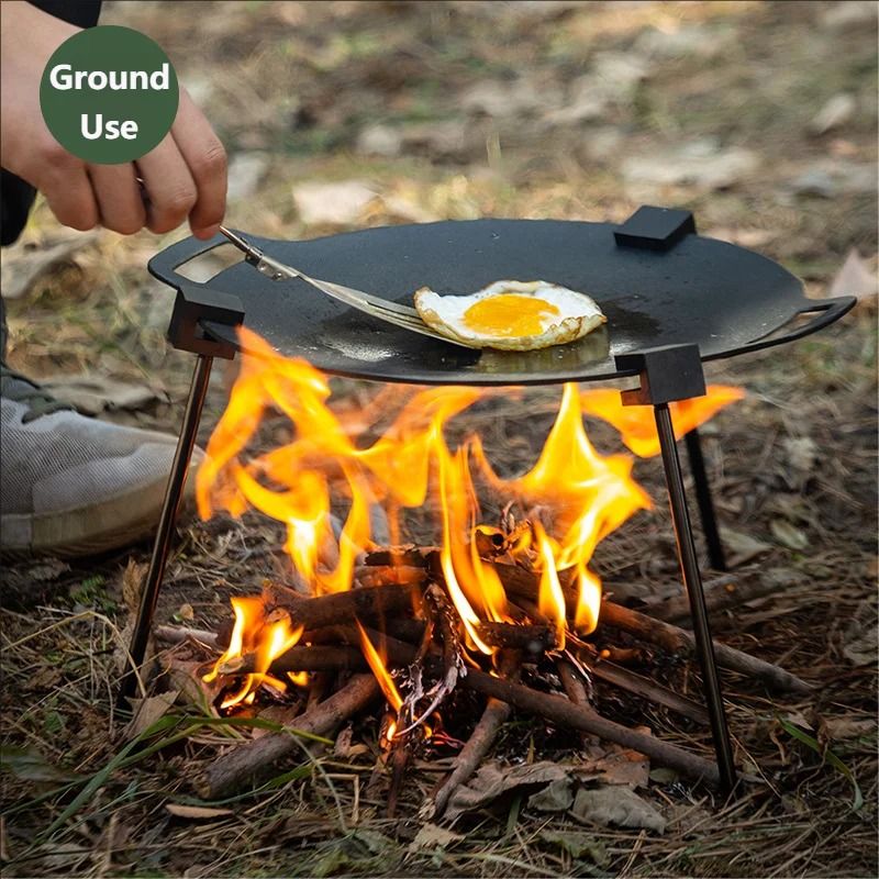 Outdoor BBQ Triangular Bracket Multifunctional Detachable Grill Pot Rack Portable Tripod With Cha 2