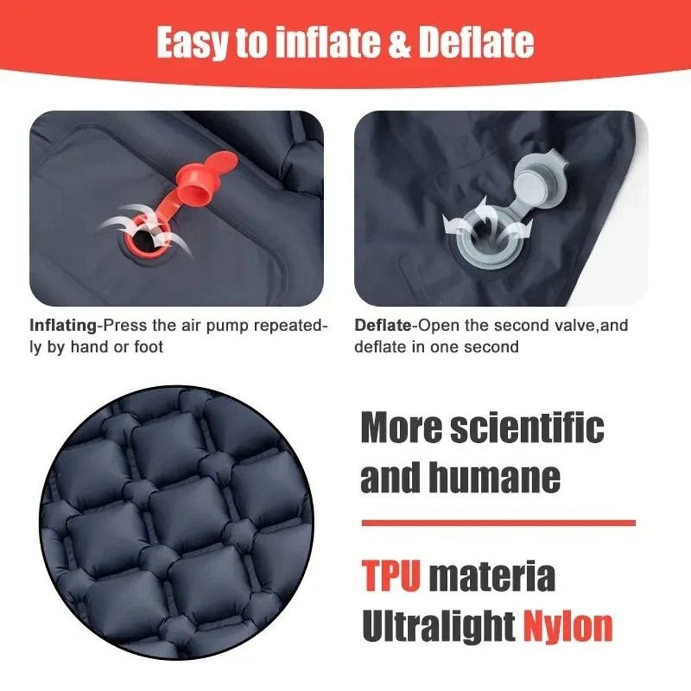 Ultralight Outdoor Camping Air Mattress Portable Inflatable Sleeping Pad With Builtin Pump Pillow 3