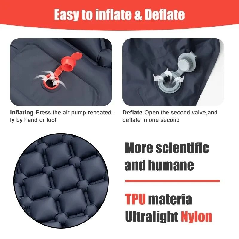 Ultralight Outdoor Camping Air Mattress Portable Inflatable Sleeping Pad With Builtin Pump Pillow 3