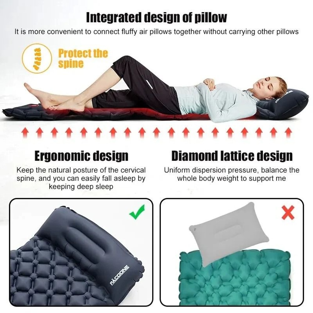 Ultralight Outdoor Camping Air Mattress Portable Inflatable Sleeping Pad With Builtin Pump Pillow 4
