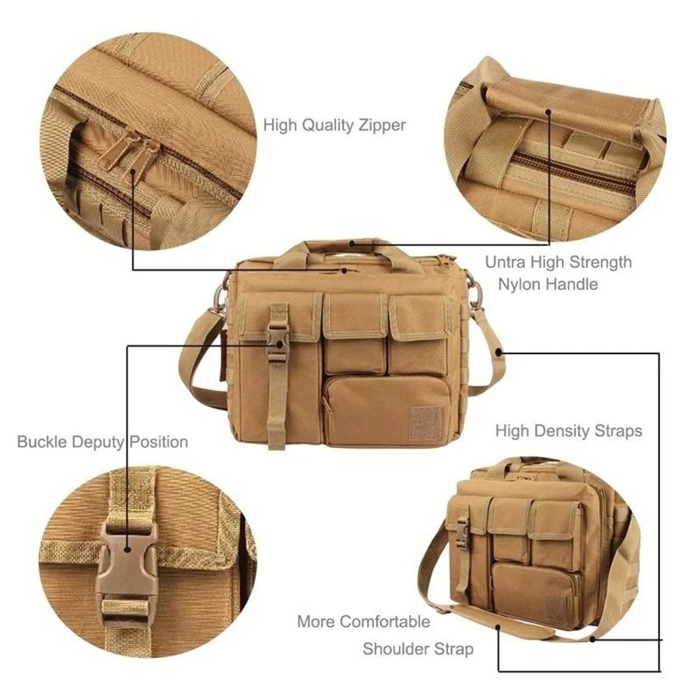 HOMEFISH Tactical Nylon Messenger Bag Multifunction Laptop Backpack With Molle System For Climbing 4