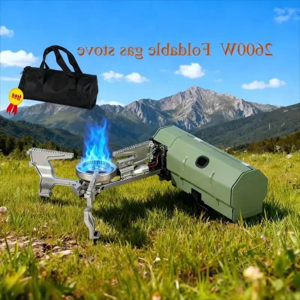 Portable Folding Gas Stove 2600W Camping Hiking Cassette Burner For Outdoor BBQ And Travel 0