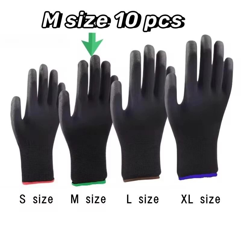 10 Pairs Durable Safety PU Gloves AntiSlip ESD Protected Work Gloves For Gardening Woodworking 7