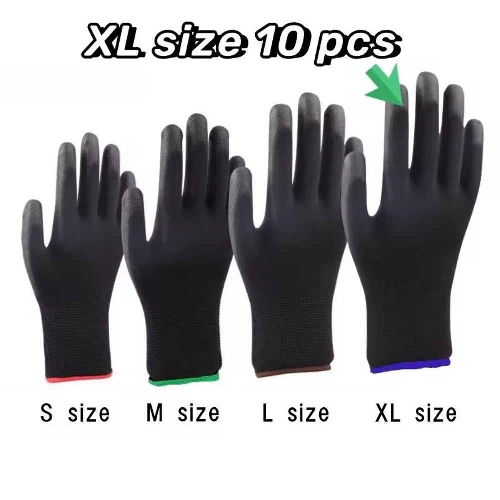 10 Pairs Durable Safety PU Gloves AntiSlip ESD Protected Work Gloves For Gardening Woodworking 8