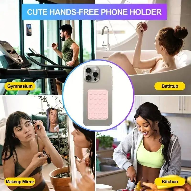 Square Silicone Suction Phone Holder Mat MultiFunctional AntiSlip Suction Cup Stand For Mobile Cas 5