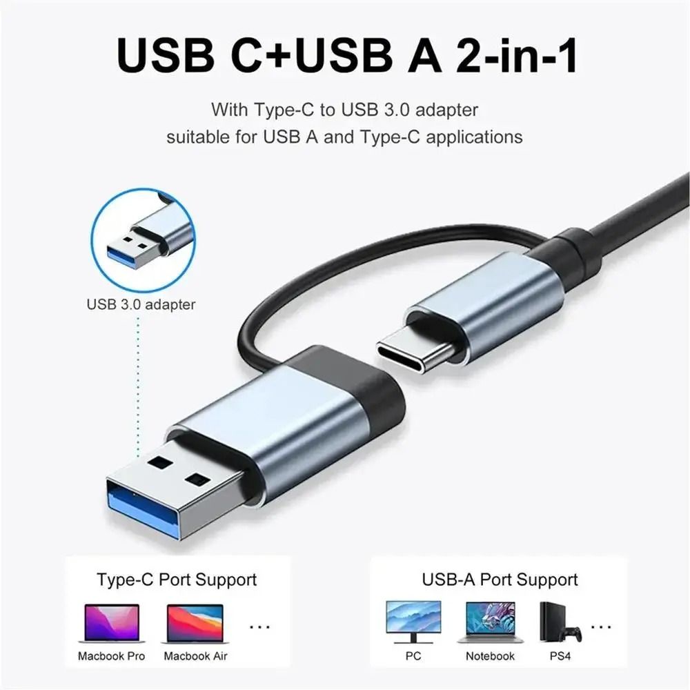 8in2 USB 30 USBC Docking Station Aluminum Multiport Adapter With SDTF Card Reader For Laptops PC 1