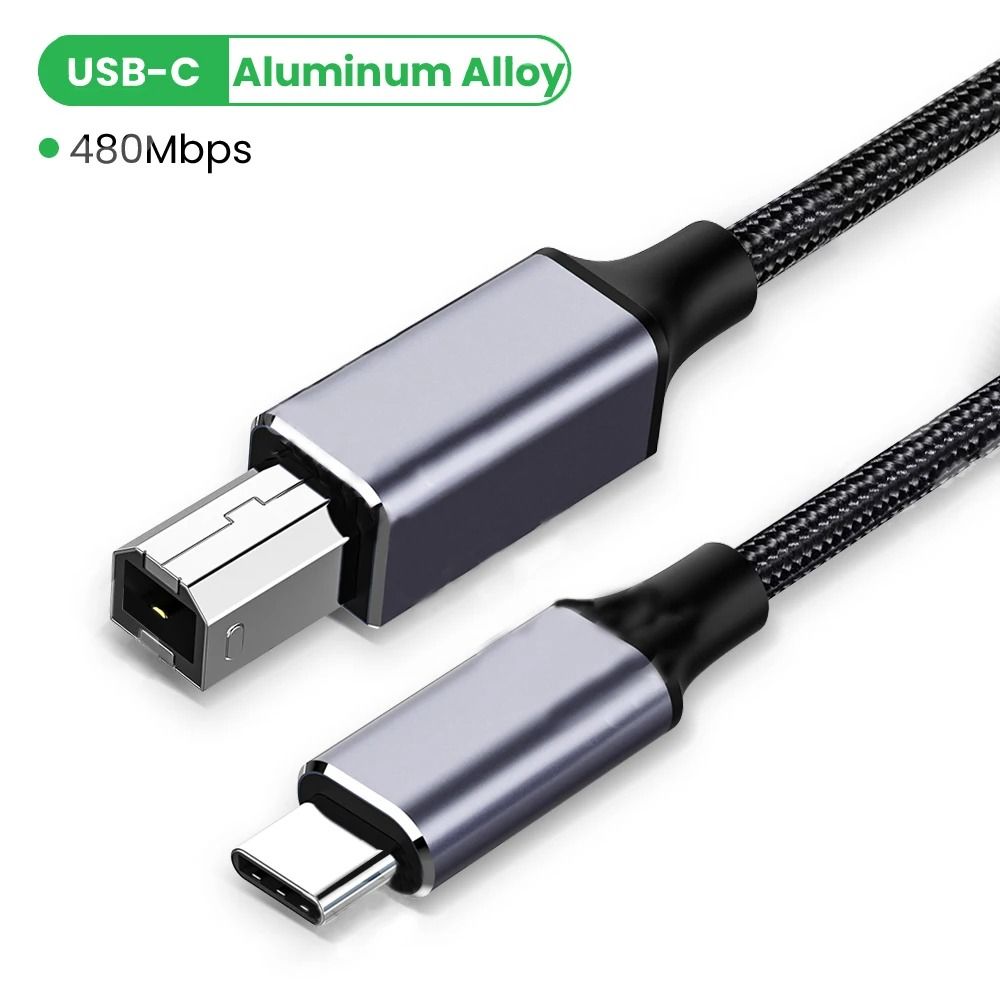 USBC To USBB 20 Braided Printer Cable HighSpeed Scanner Cord For HP Canon Epson MacBook 7