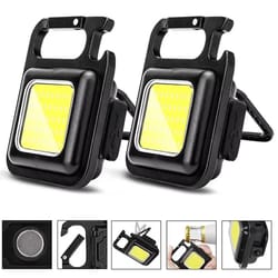 super bright 800 lumens edc keychain flashlight – rechargeable cob work light with bottle opener & folding bracket