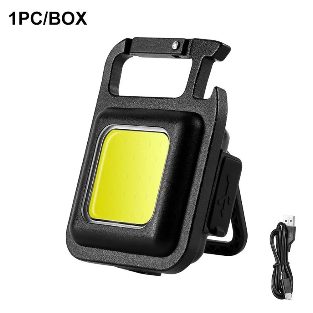 Super Bright 800 Lumens EDC Keychain Flashlight Rechargeable COB Work Light With Bottle Opener Fo 6