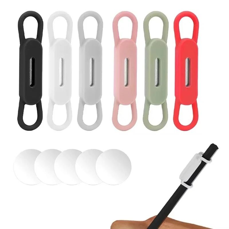 6Piece Magnetic Pencil Holder Set Multifunction Silicone Pen Clips For Tablets Office Organizatio 0