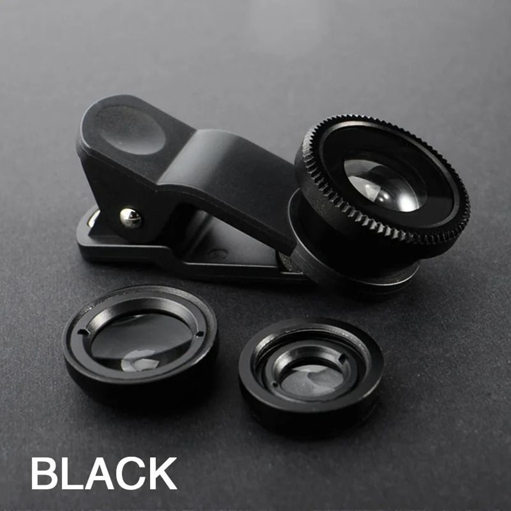 Universal 3in1 Phone Lens Kit Fisheye 067X Wide Angle Macro Lens With Secure Clip For IPhone And 10