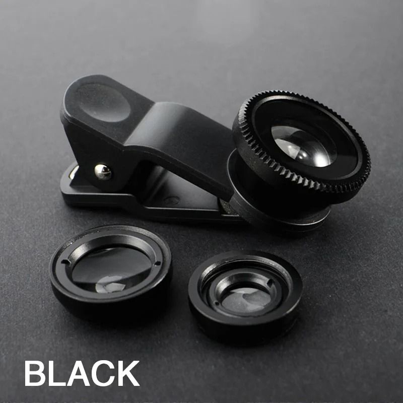 Universal 3in1 Phone Lens Kit Fisheye 067X Wide Angle Macro Lens With Secure Clip For IPhone And 10