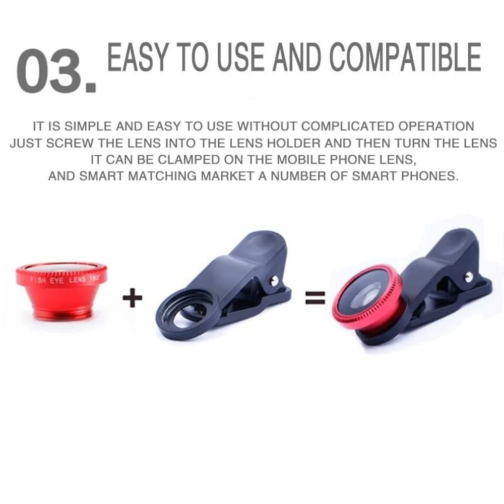 Universal 3in1 Phone Lens Kit Fisheye 067X Wide Angle Macro Lens With Secure Clip For IPhone And 4