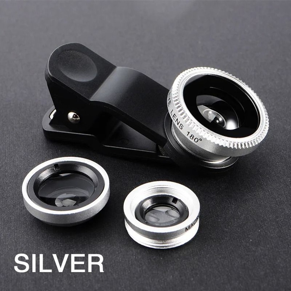 Universal 3in1 Phone Lens Kit Fisheye 067X Wide Angle Macro Lens With Secure Clip For IPhone And 6