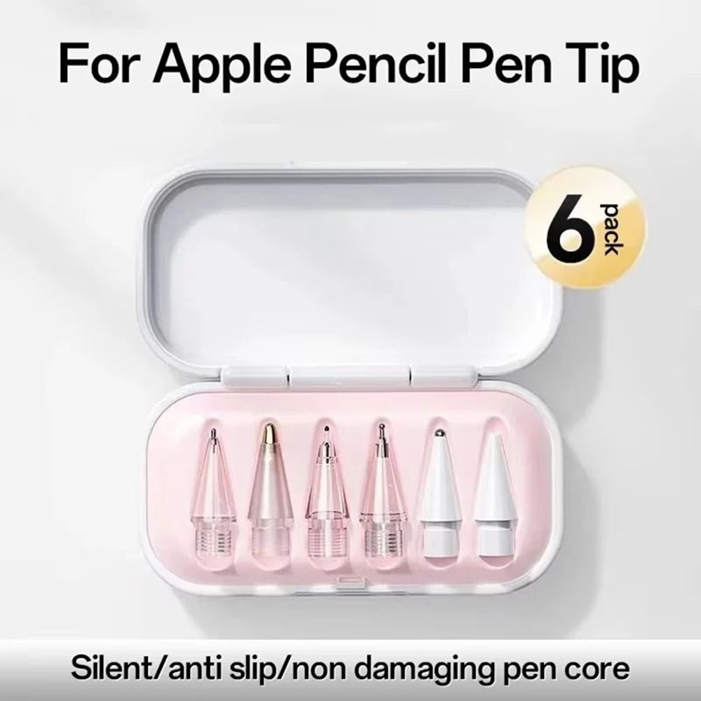 Clear Replacement Pen Tips For Apple Pencil 1st 2nd 3rd Gen 6Piece Mute Smooth Writing Nibs 0