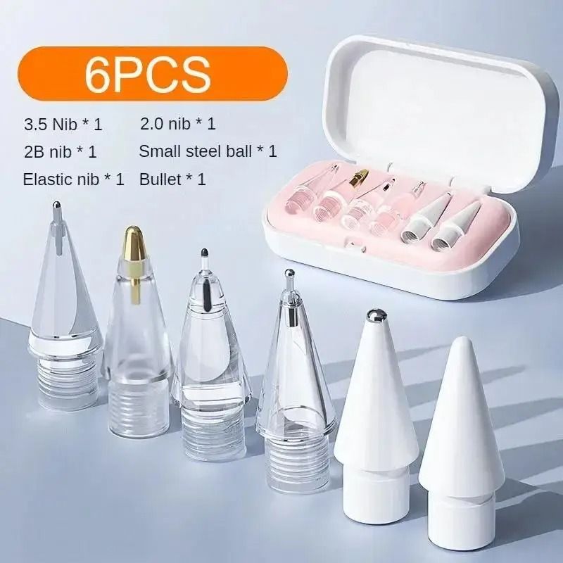 Clear Replacement Pen Tips For Apple Pencil 1st 2nd 3rd Gen 6Piece Mute Smooth Writing Nibs 6