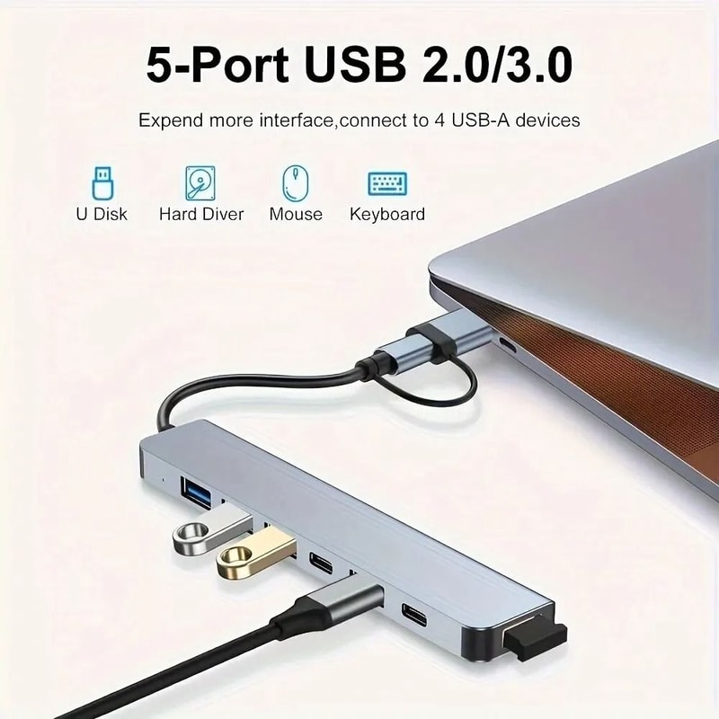 7Port HighSpeed USB 30 TypeC Hub MultiSplitter Adapter For MacBook PC And Laptops 3