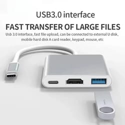 3-in-1 usb-c hub to 4k hdmi adapter – usb 3.0 & 60w type-c charging converter for macbook & laptops