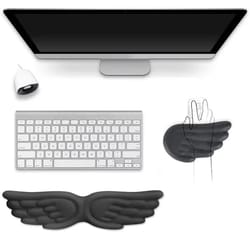 angel wings ergonomic wrist rest set – memory foam non-slip keyboard & mouse pad for office and gaming