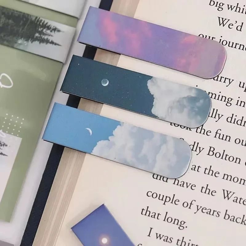 Fantasy Landscape Magnetic Bookmark Set 2pcs Kawaii Book Clips Page Holders For School Office 0