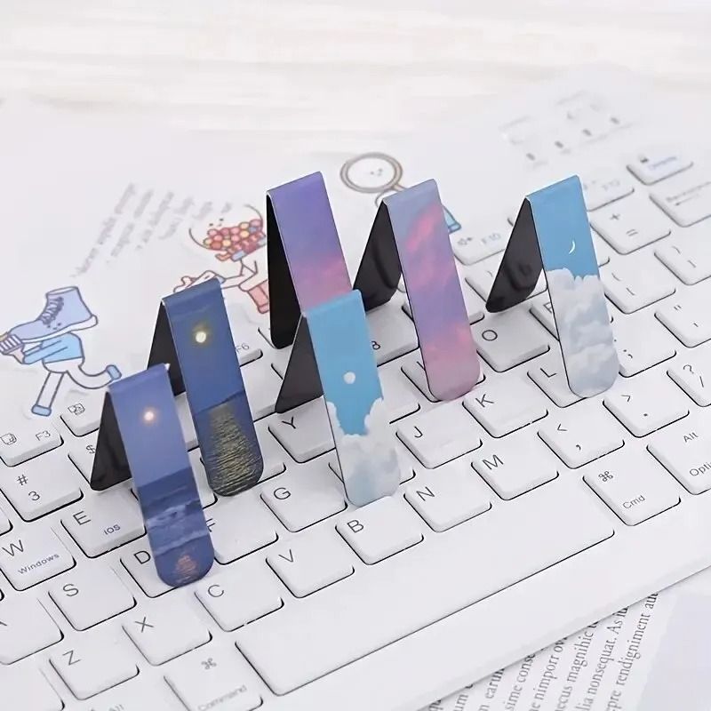 Fantasy Landscape Magnetic Bookmark Set 2pcs Kawaii Book Clips Page Holders For School Office 3