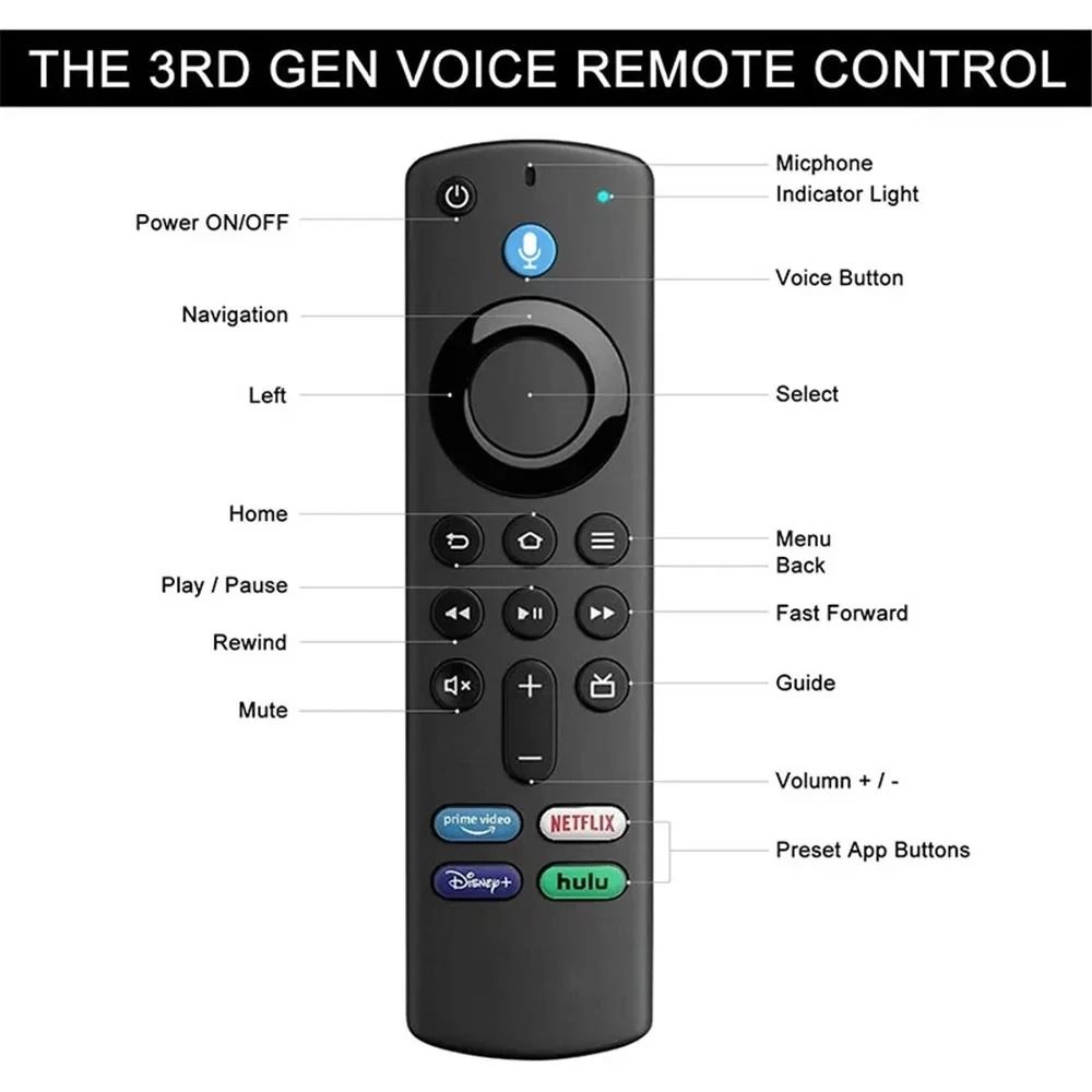 L5B83G Voice Remote Replacement Enhanced Smart TV Control For Fire TV Stick Lite Cube 4