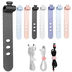 20-piece portable silicone strap winder set – reusable desktop cord organizer & usb data line wrap ties