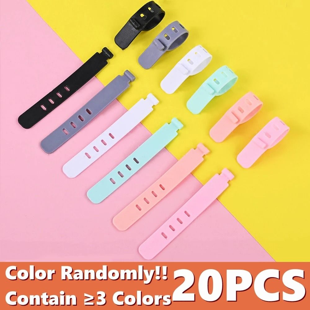 20Piece Portable Silicone Strap Winder Set Reusable Desktop Cord Organizer USB Data Line Wrap Tie 11