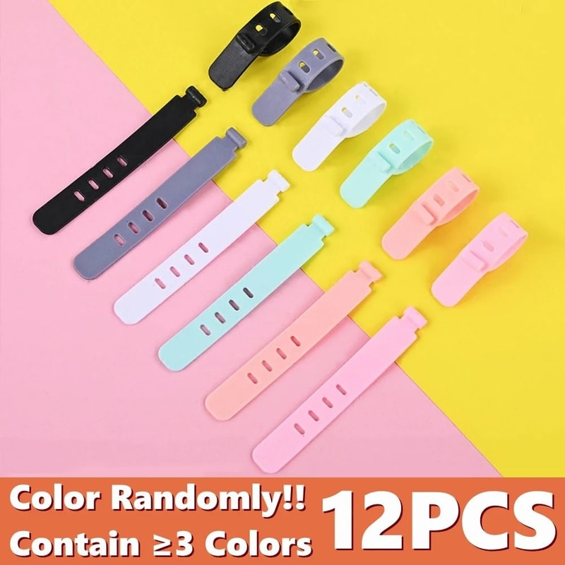 20Piece Portable Silicone Strap Winder Set Reusable Desktop Cord Organizer USB Data Line Wrap Tie 15