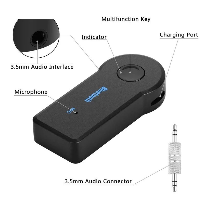 2 In 1 Wireless Bluetooth 50 Receiver With 35mm Jack AUX For Car Music Audio And Handsfree Calls 1