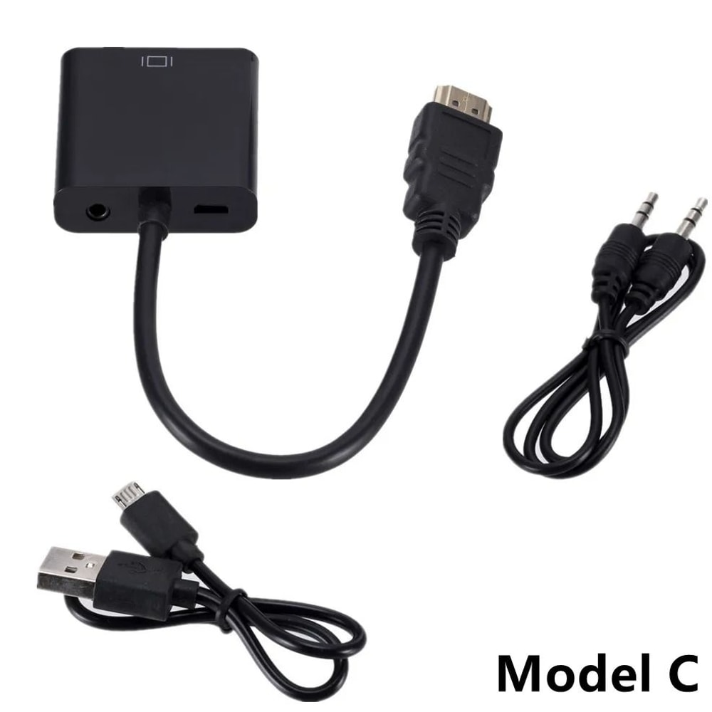 1080P HDMI To VGA Cable Converter With Audio And Power Supply For Tablet Projector PC And TV 5