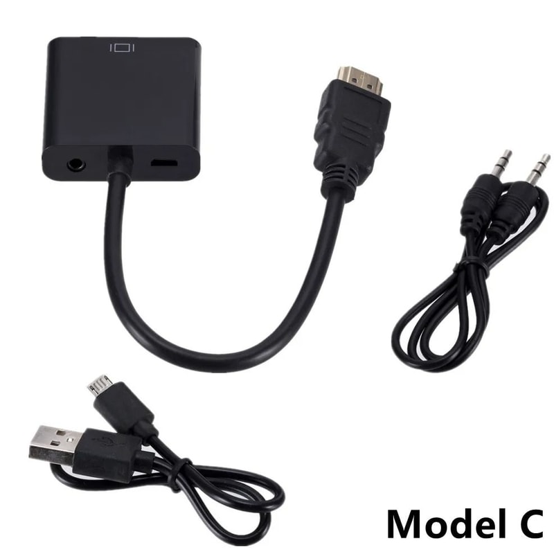 1080P HDMI To VGA Cable Converter With Audio And Power Supply For Tablet Projector PC And TV 5