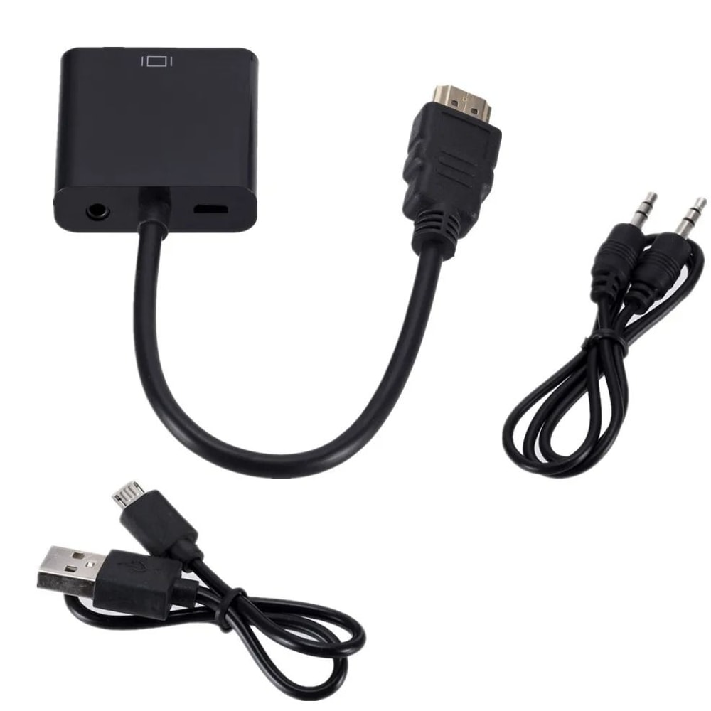 1080P HDMI To VGA Cable Converter With Audio And Power Supply For Tablet Projector PC And TV 8